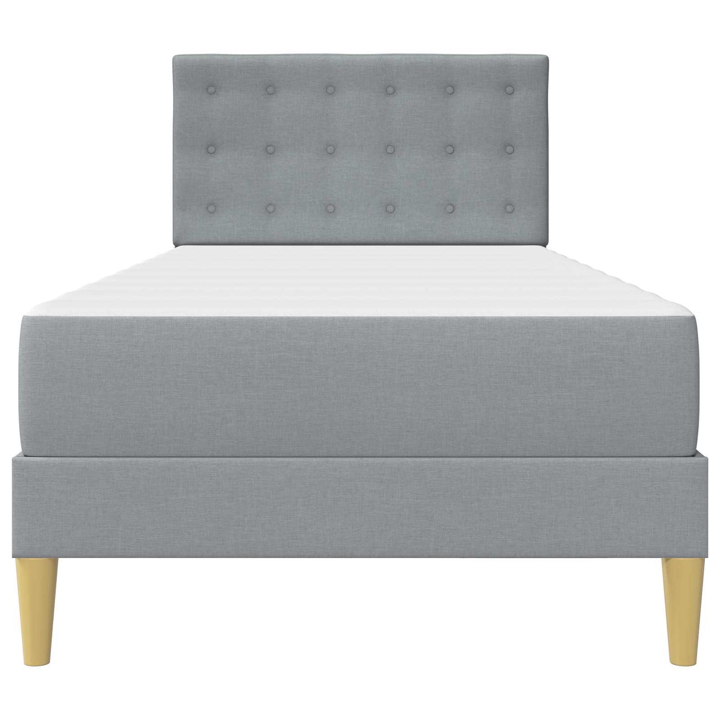 Sengeramme med madrass med hodegjerde Lysegrå 90 x 190 cm stoff