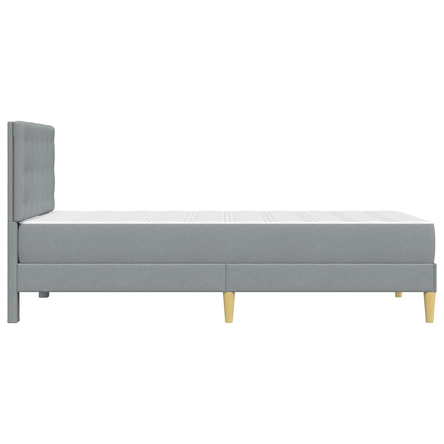 Sengeramme med madrass med hodegjerde Lysegrå 90 x 190 cm stoff