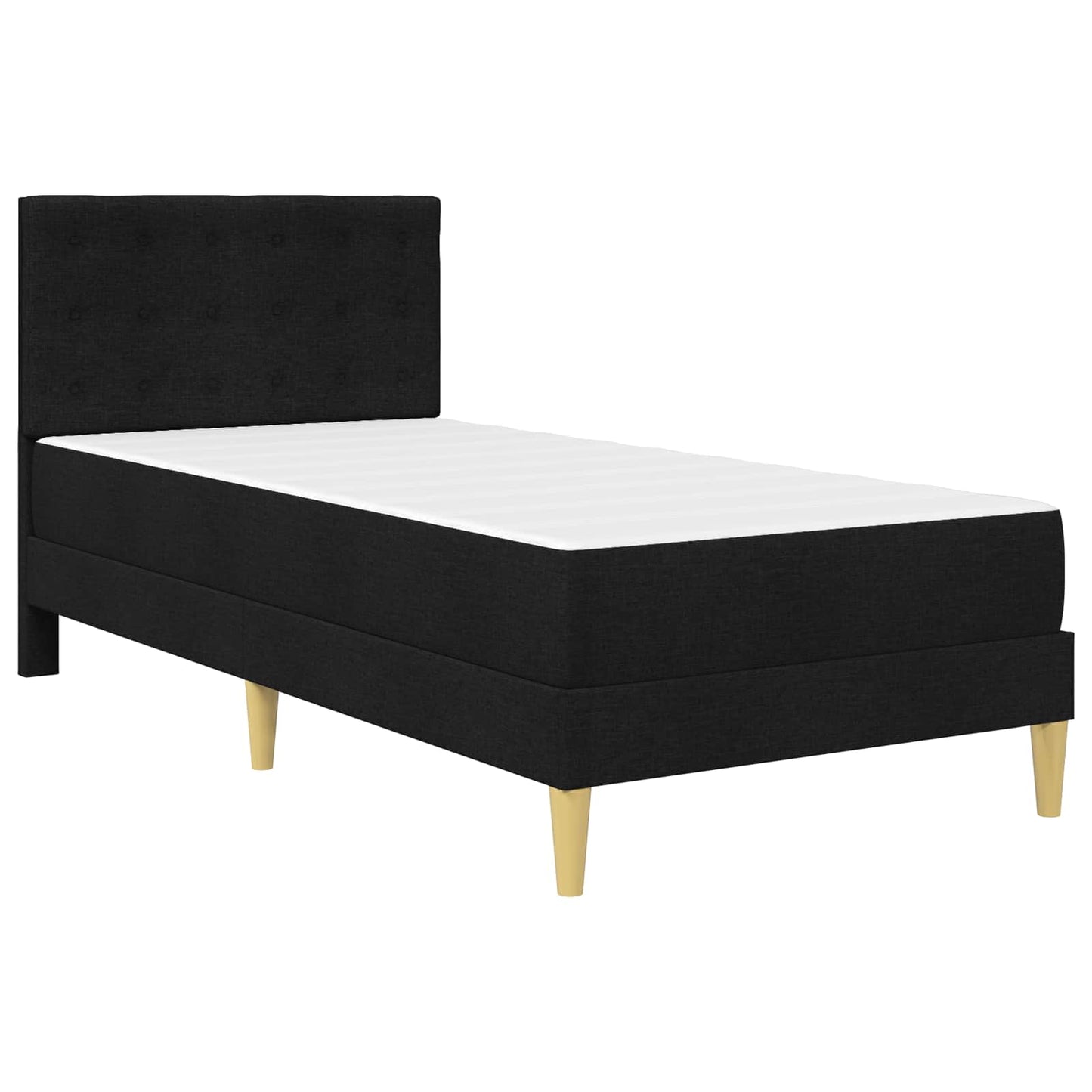 Sengeramme med madrass med hodegjerde Svart 90 x 190 cm stoff