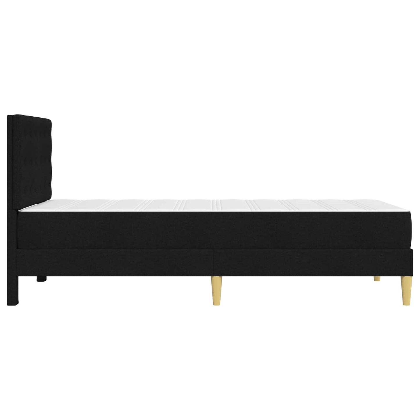 Sengeramme med madrass med hodegjerde Svart 90 x 190 cm stoff
