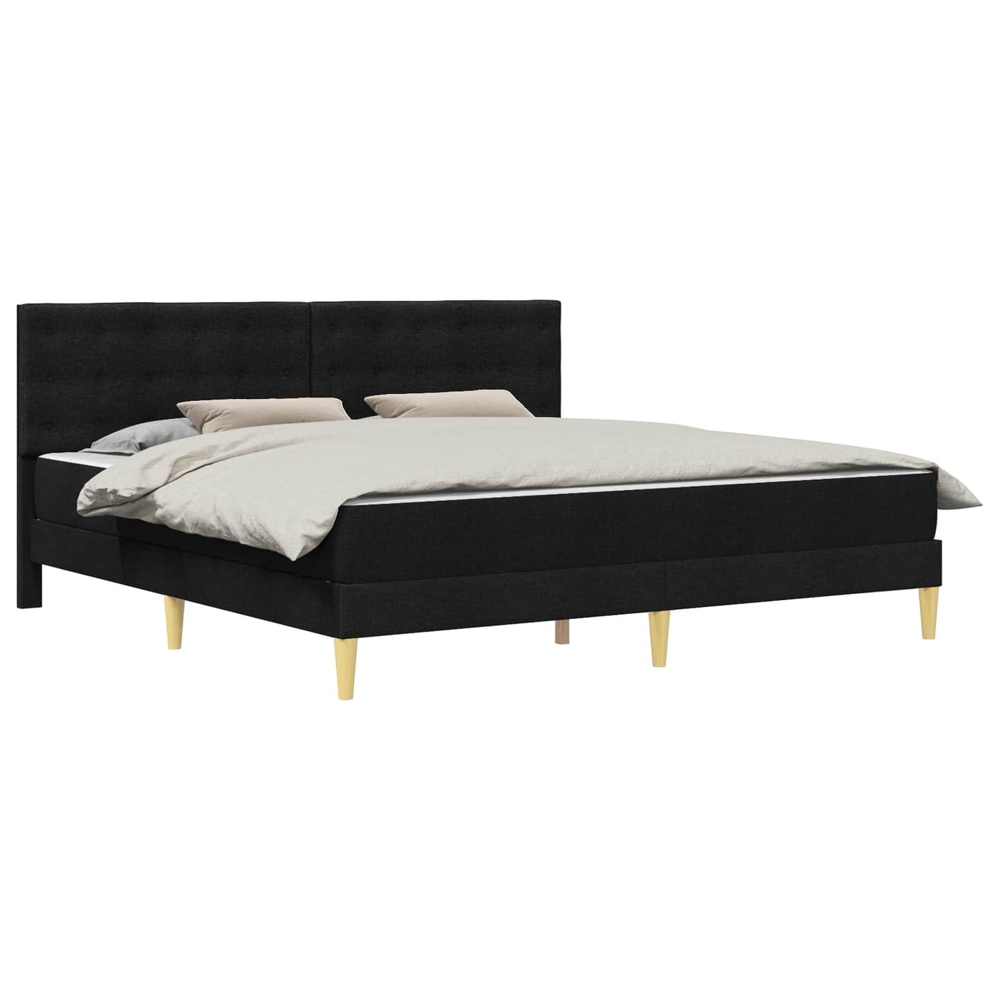Sengeramme med madrass med hodegjerde Svart 180 x 200 cm stoff