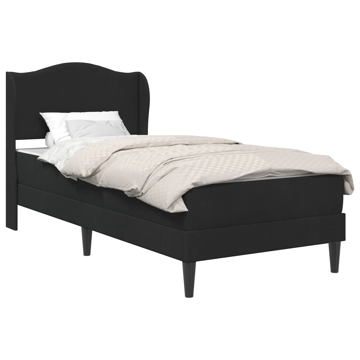 Sengestamme med hodegjerde Svart 90 x 190 cm Fløyel
