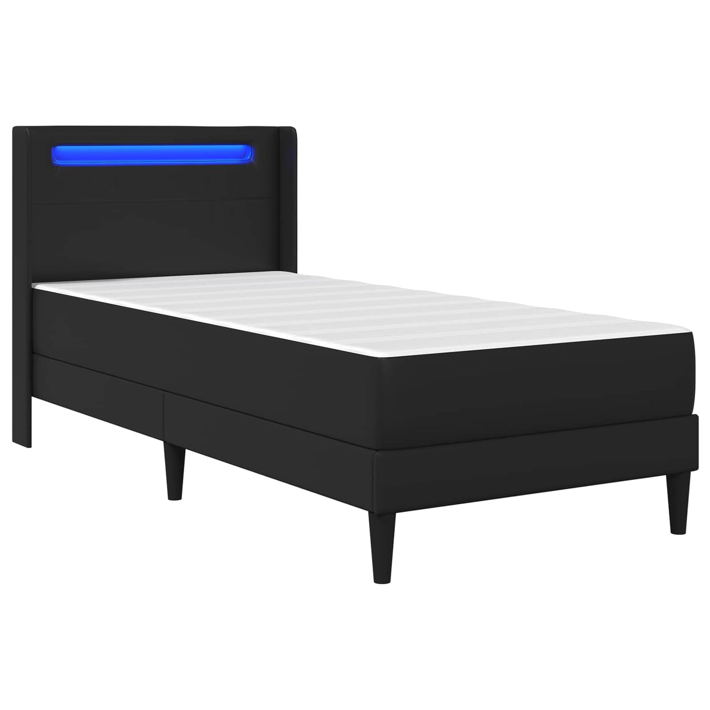 Sengestamme med LED-lysstrimler Svart 90 x 190 cm Kunstlær