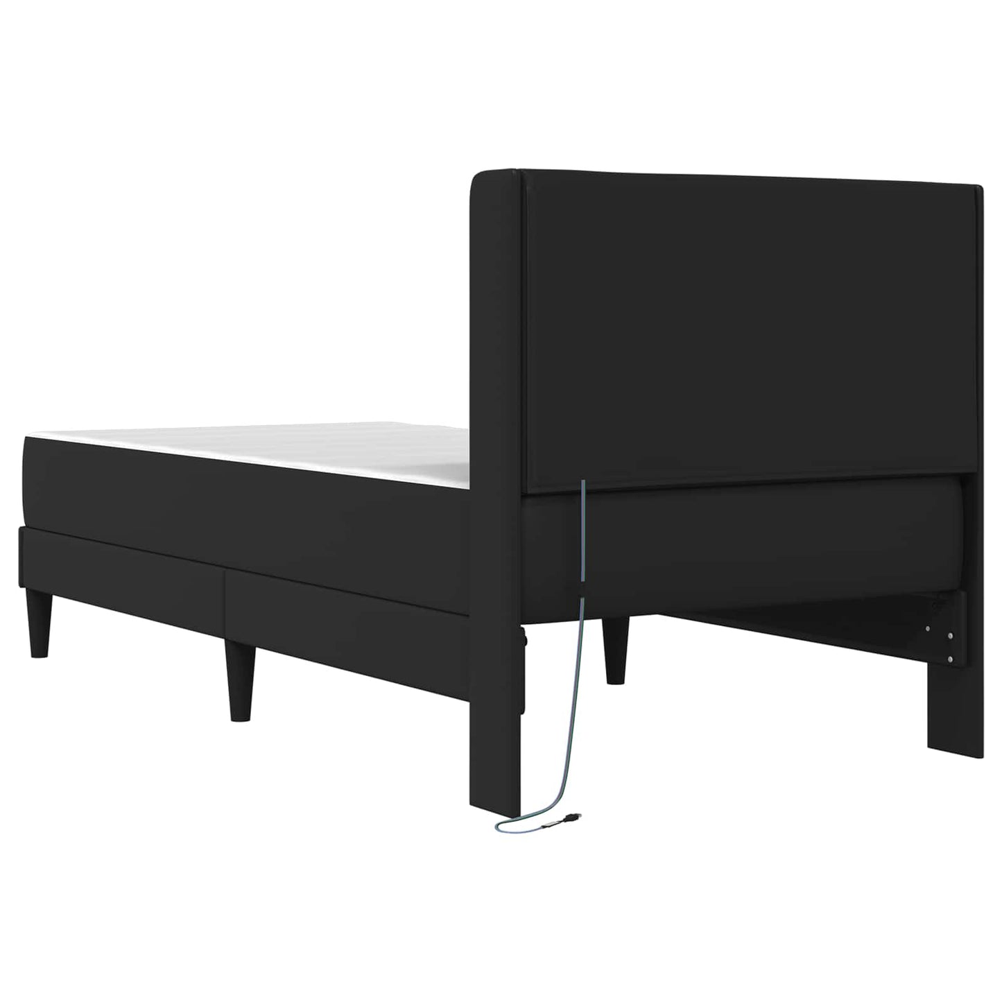 Sengestamme med LED-lysstrimler Svart 90 x 190 cm Kunstlær