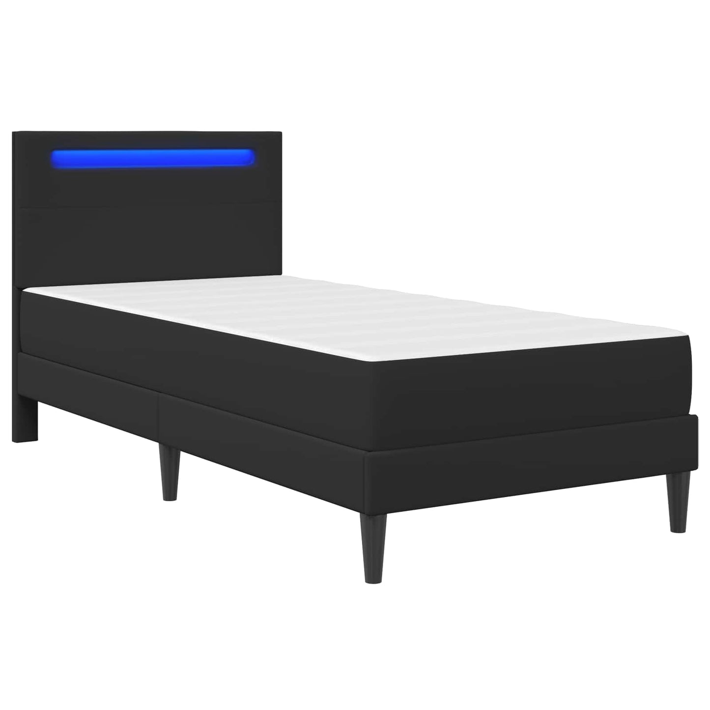 Sengestamme med LED-lysstrimler Svart 90 x 190 cm Kunstlær