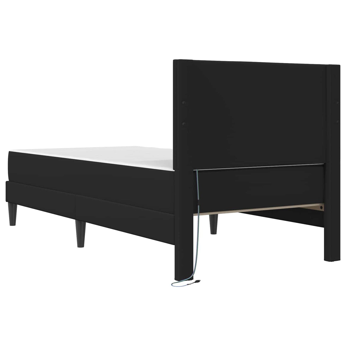 Sengestamme med LED-lysstrimler Svart 90 x 190 cm Kunstlær