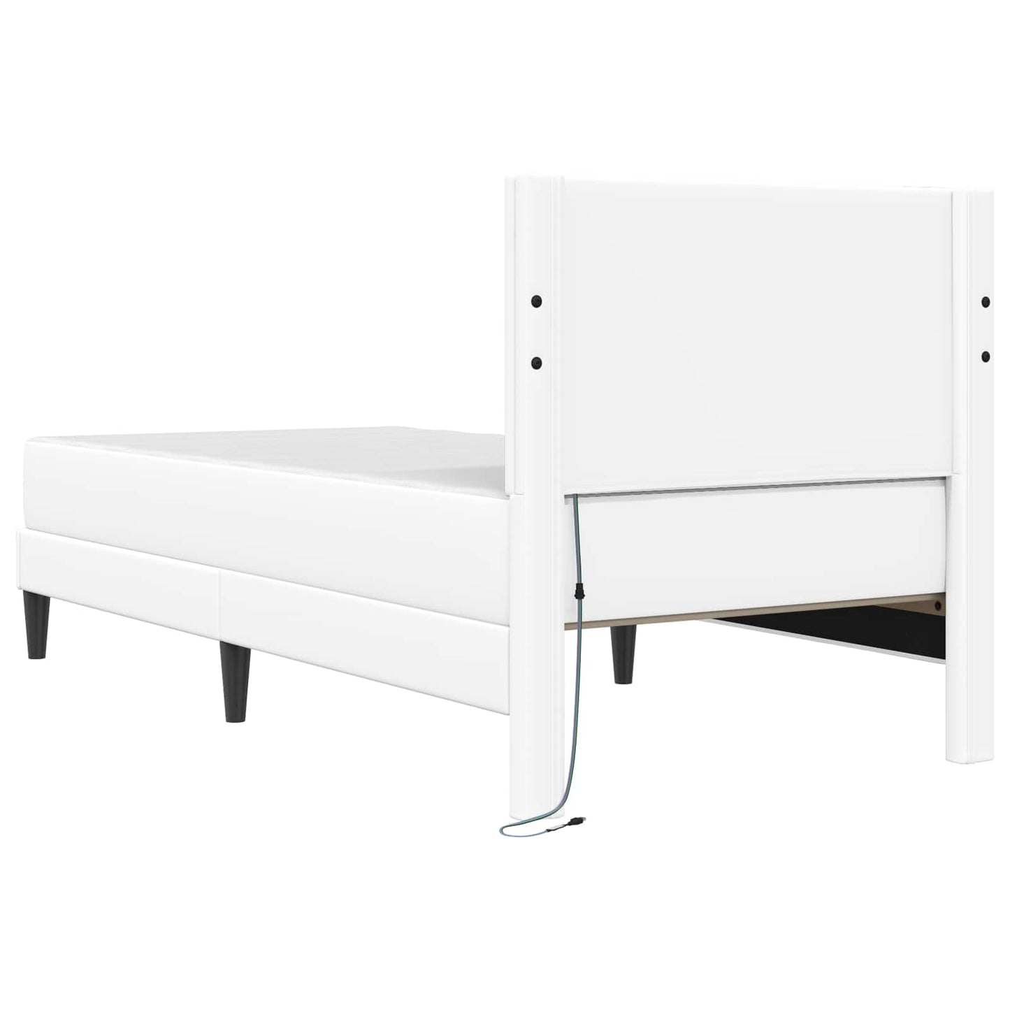 Sengestamme med LED-lysstrimler Hvit 90 x 190 cm Kunstlær