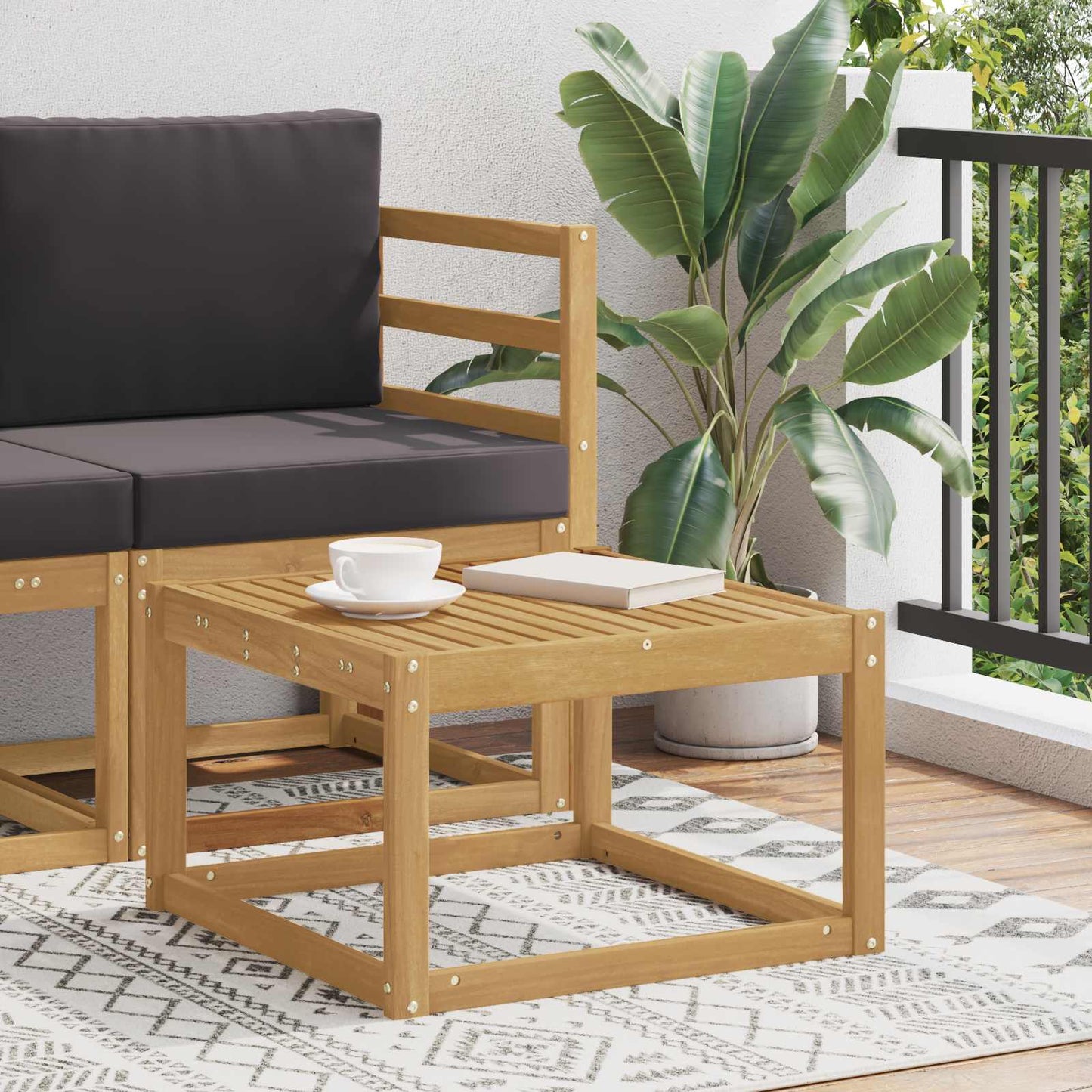 Utebord Solid akasietre Hvit 59 x 59 x 37 cm