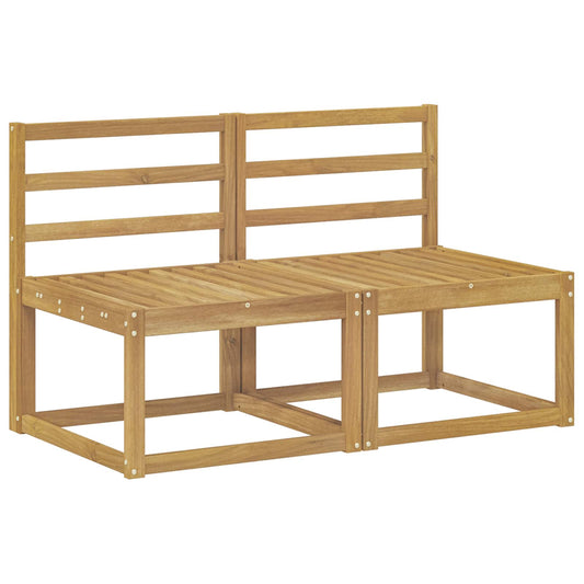 2 Stk Ute Midt Sofa Solid akasietre Hvit 59 x 63 x 73 cm