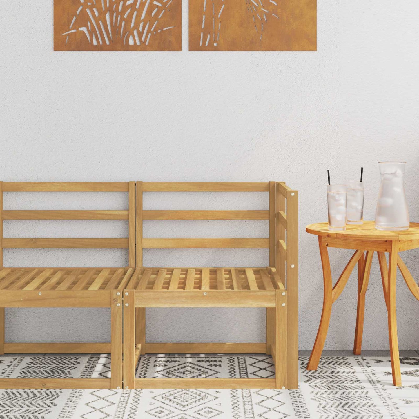 Ute Hjørnesofa Solid akasietre Hvit 63 x 63 x 73 cm