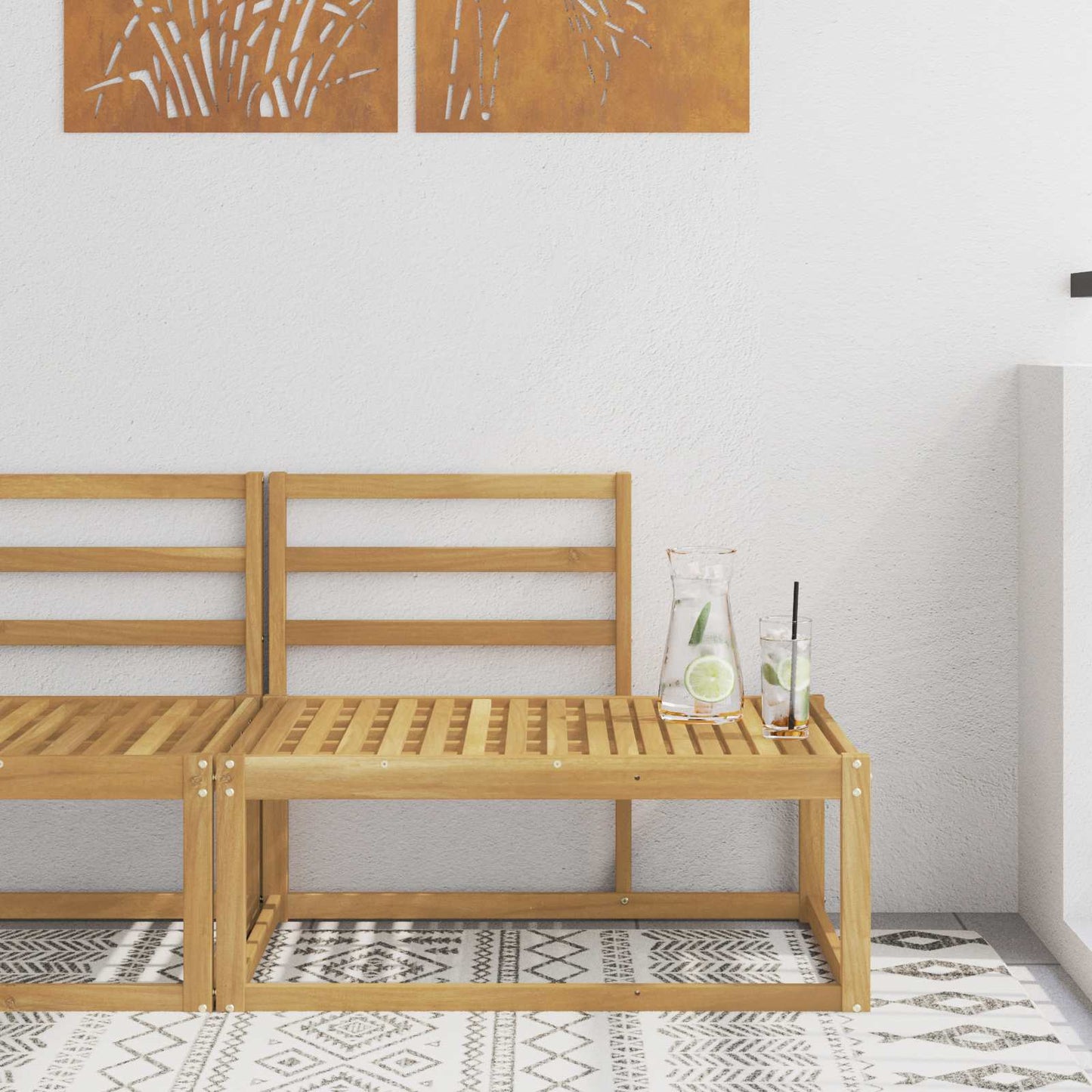 Utendørs End Sofagruppe Hvit 91 x 63 x 73 cm Solid akasietre