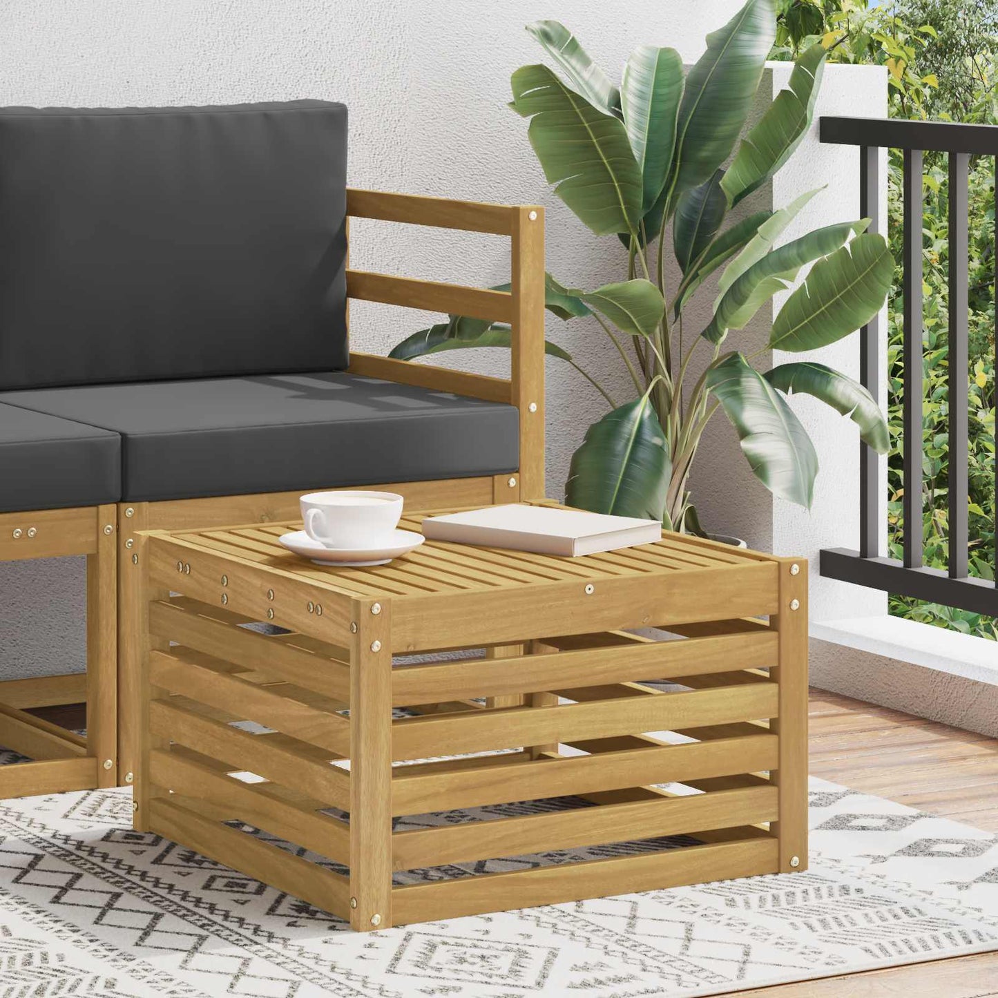 Utebord Solid akasietre Hvit 59 x 59 x 37 cm