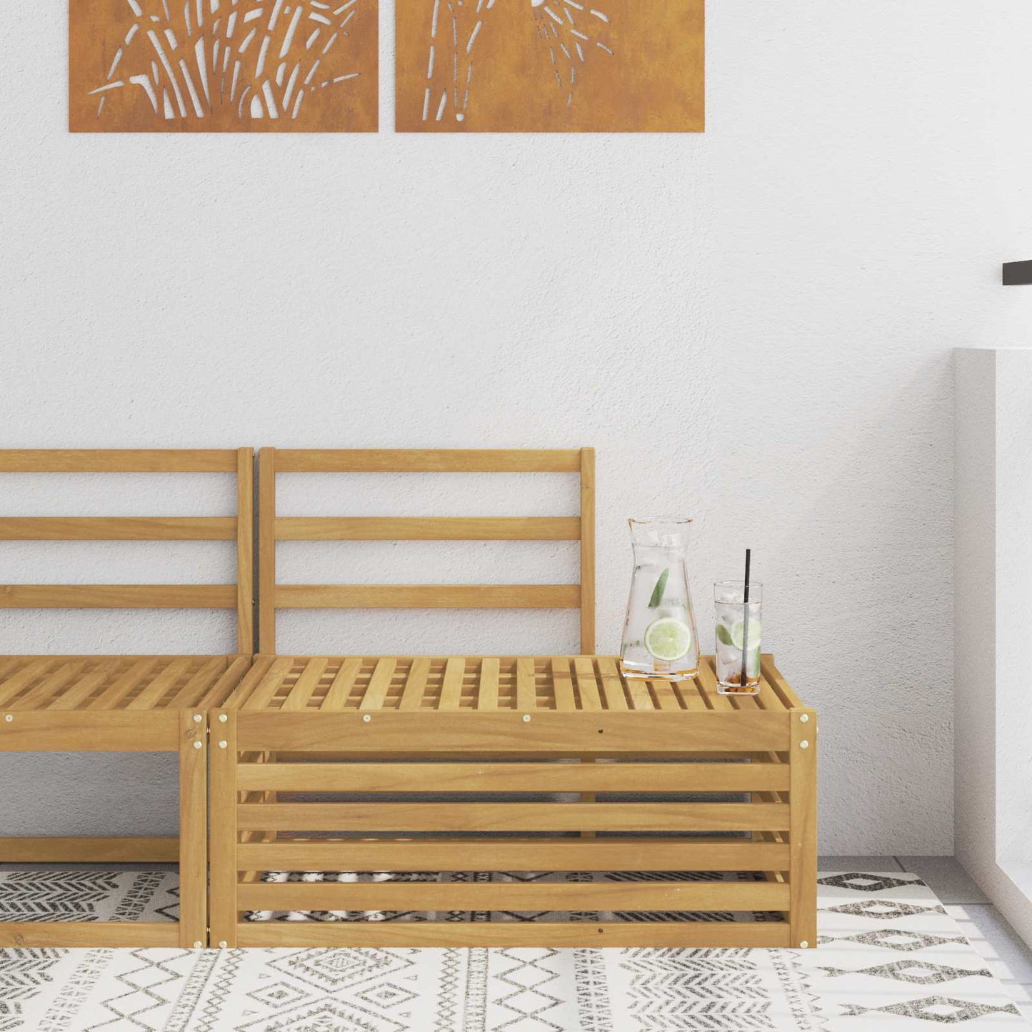 Utendørs sofa-sett Hvit 91 x 63 x 73 cm Solid akasietre