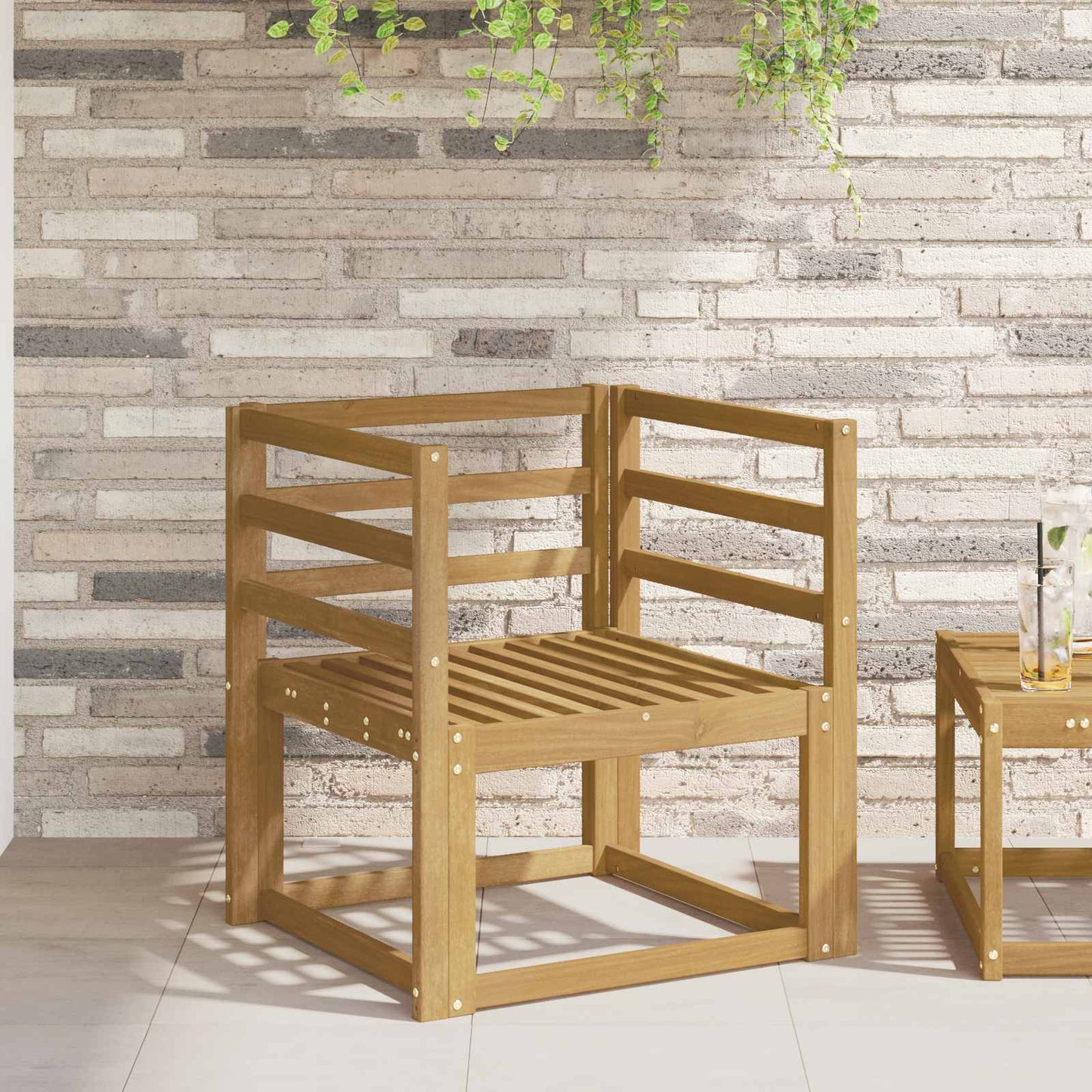 Armlen modulen 2 pcs Hvit 59 x 4 x 73 cm Solid akasietre