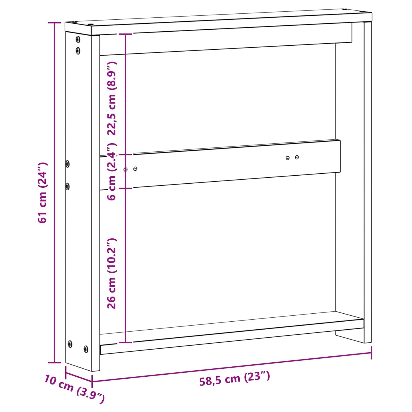 Armlene Modul 2 pcs Hvit 58,5 x 10 x 61 cm Solid akasietre