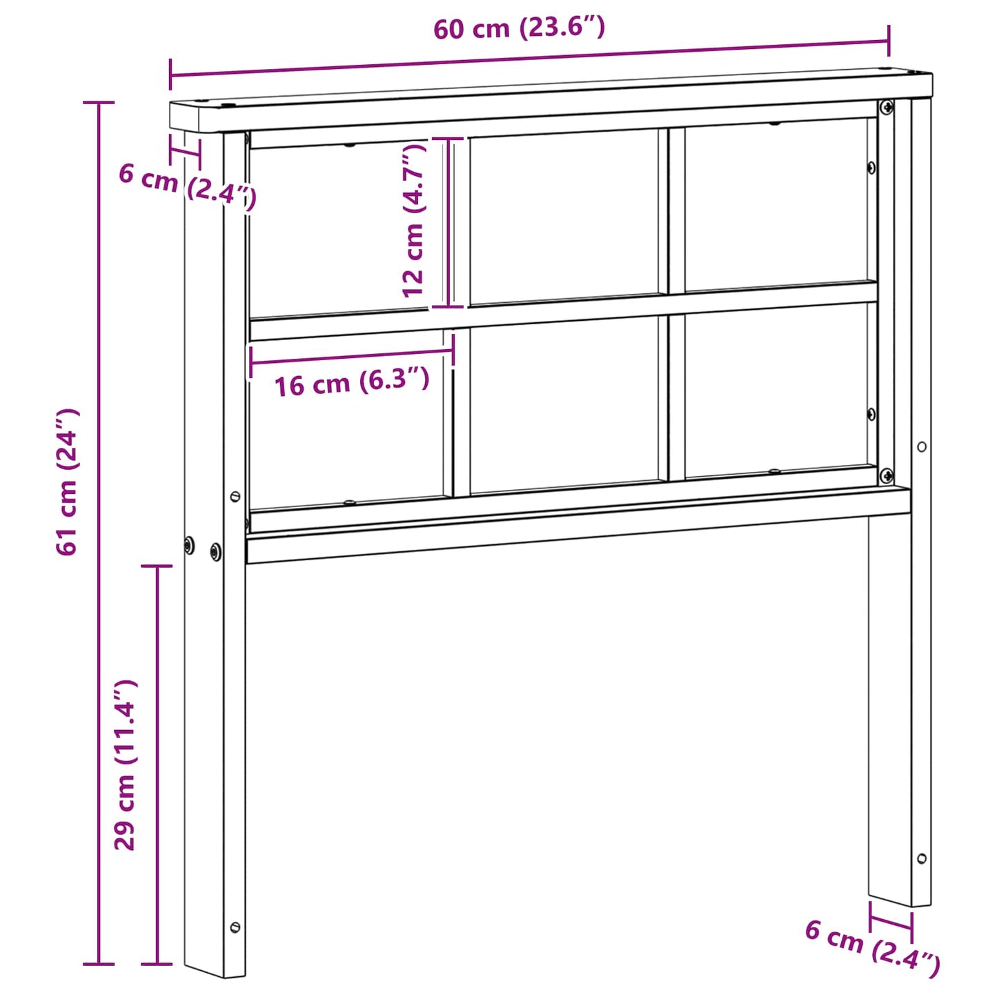 Armlene Modul 2 pcs Hvit 60 x 6 x 61 cm Solid akasietre