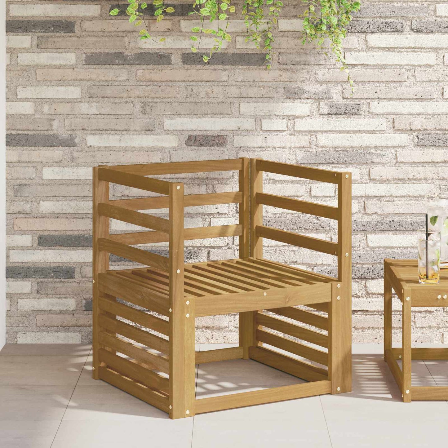 Armlene Modul 2 pcs Hvit 59 x 4 x 73 cm Solid akasietre