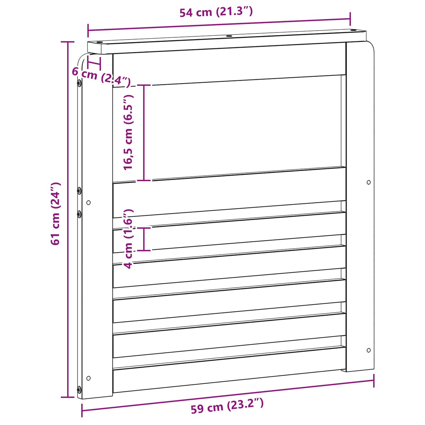Armlene Modul 2 pcs Hvit 59 x 6 x 61 cm Solid akasietre