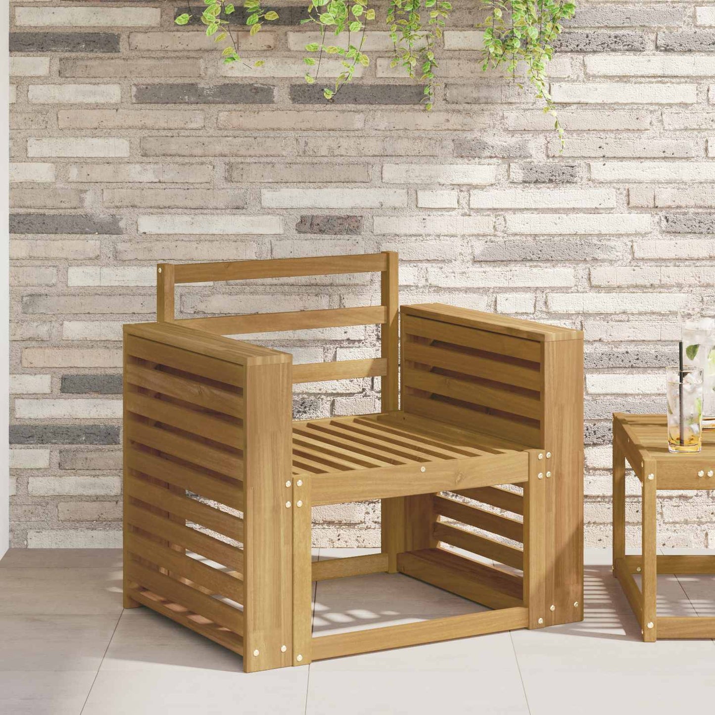 Armlene Modul 2 pcs Hvit 58,5 x 10 x 61 cm Solid akasietre