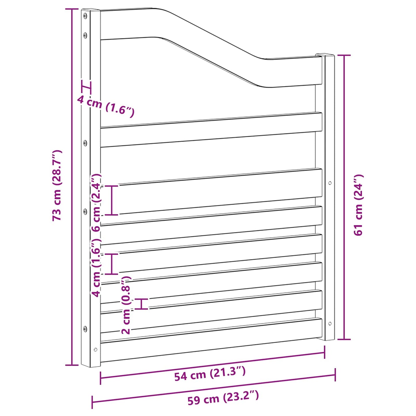 Armlene Modul 2 pcs Hvit 59 x 4 x 73 cm Solid akasietre