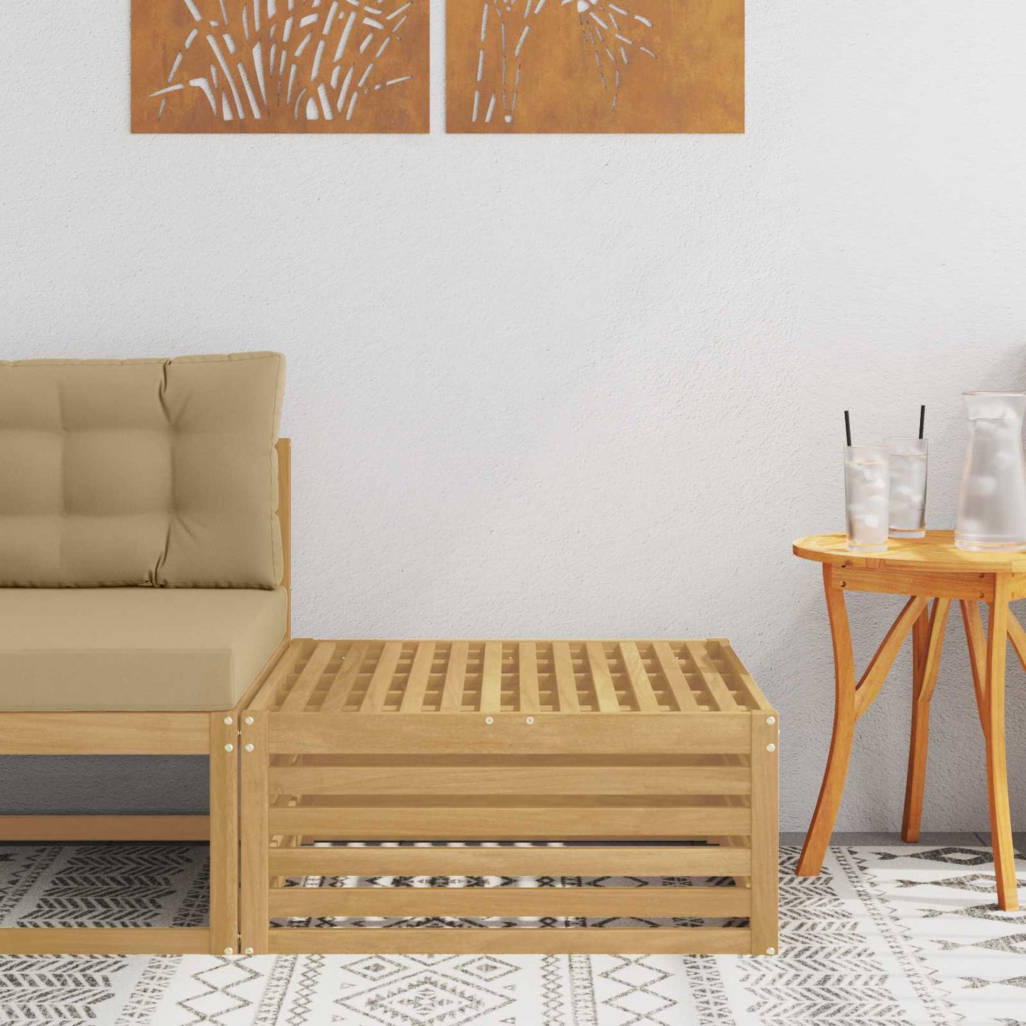Ute fotstøtte Solid akasietre Hvit 79 x 79 x 37 cm