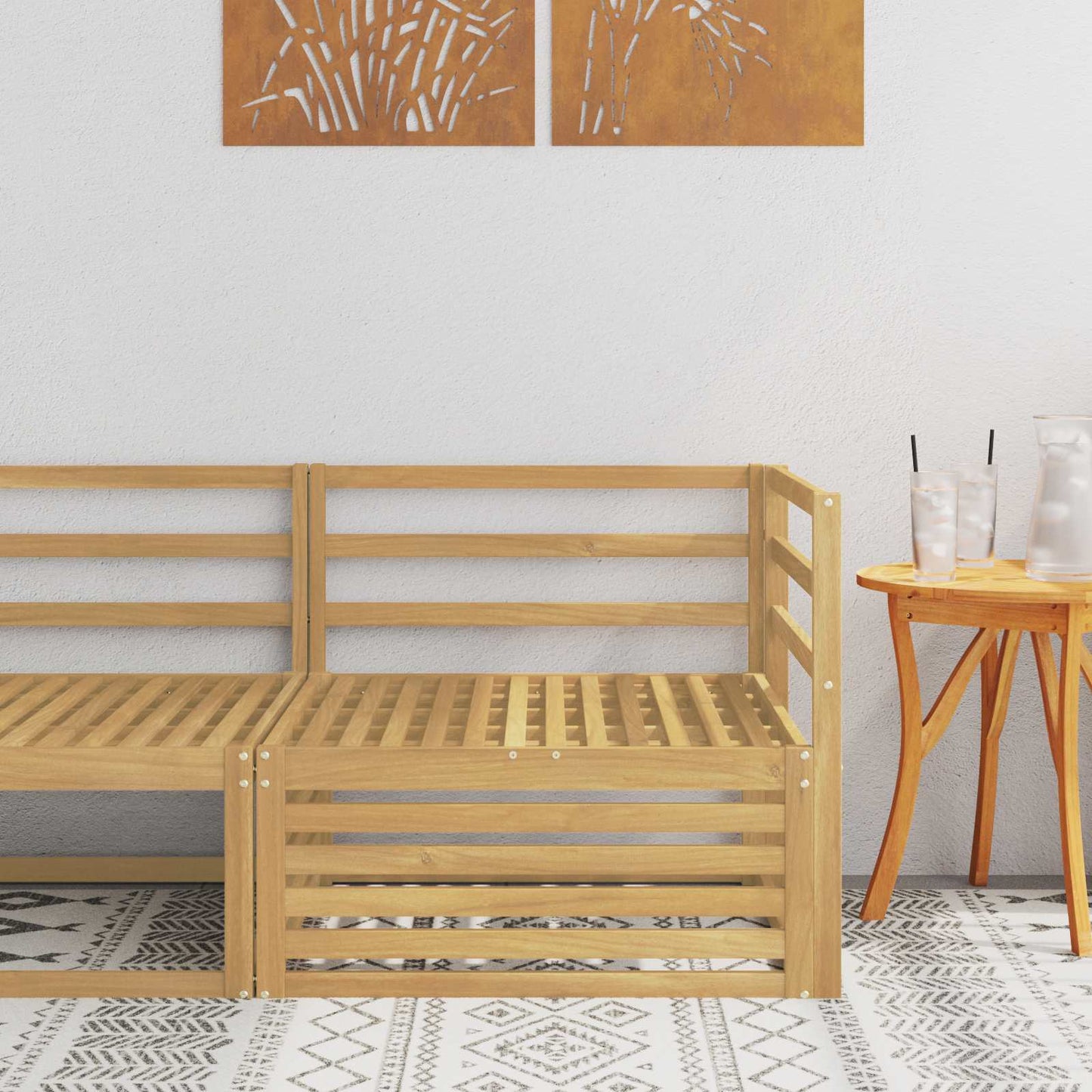 Ute Hjørnesofa Solid akasietre Hvit 83 x 83 x 73 cm