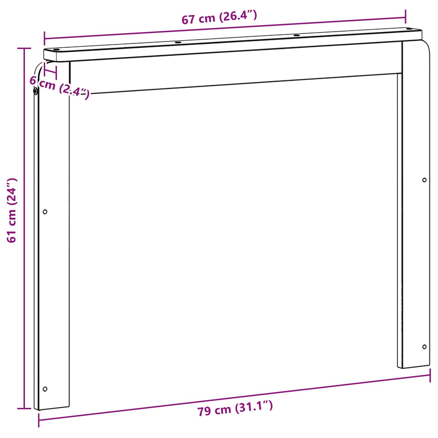Armlene Modul 2 pcs Hvit 79 x 6 x 61 cm Solid akasietre