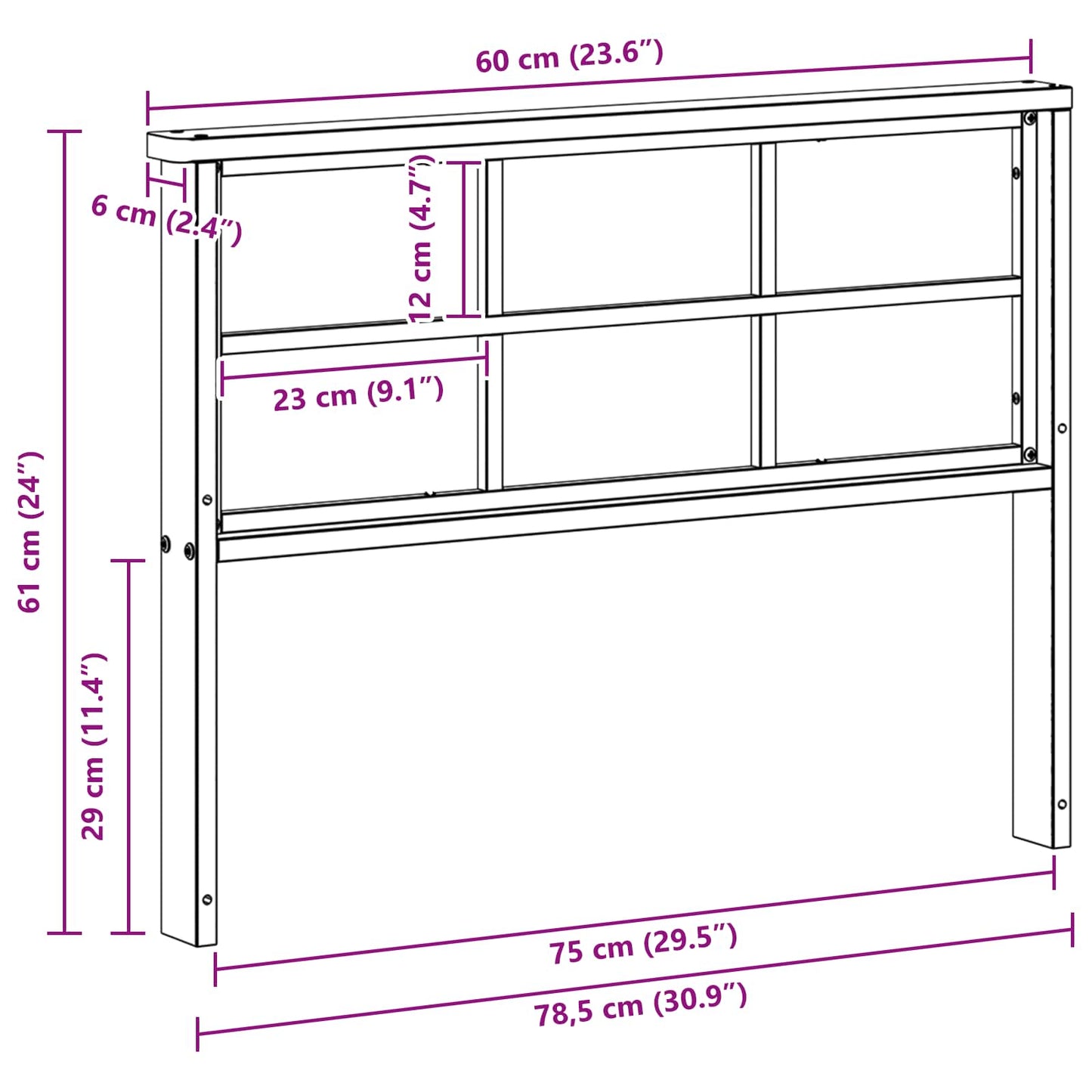 Armlene Modul 2 pcs Hvit 80 x 6 x 61 cm Solid akasietre
