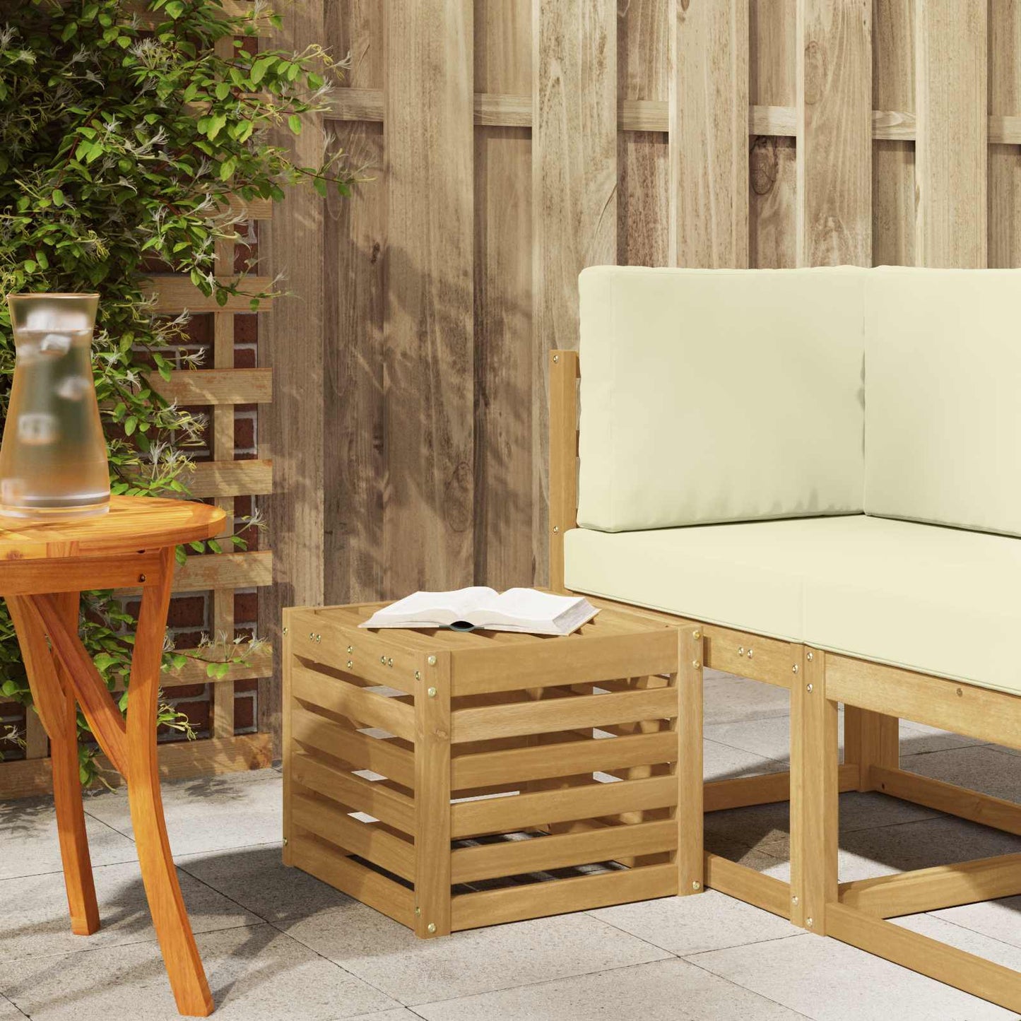 Utendørs sofa-sett Hvit 35 x 38 x 37 cm Solid akasietre