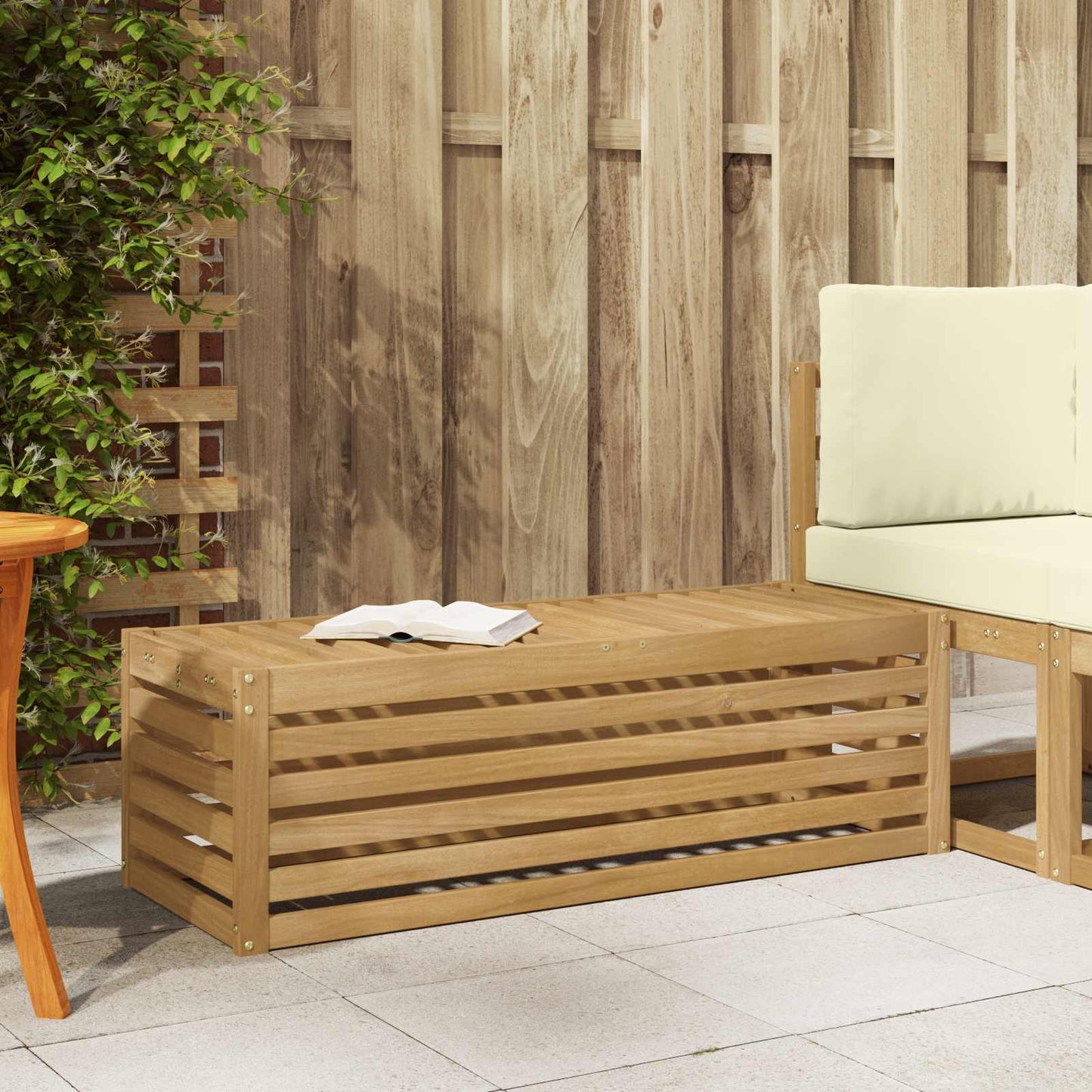 Utendørs Krakk Benk Hvit 115 x 43 x 37 cm Solid akasietre