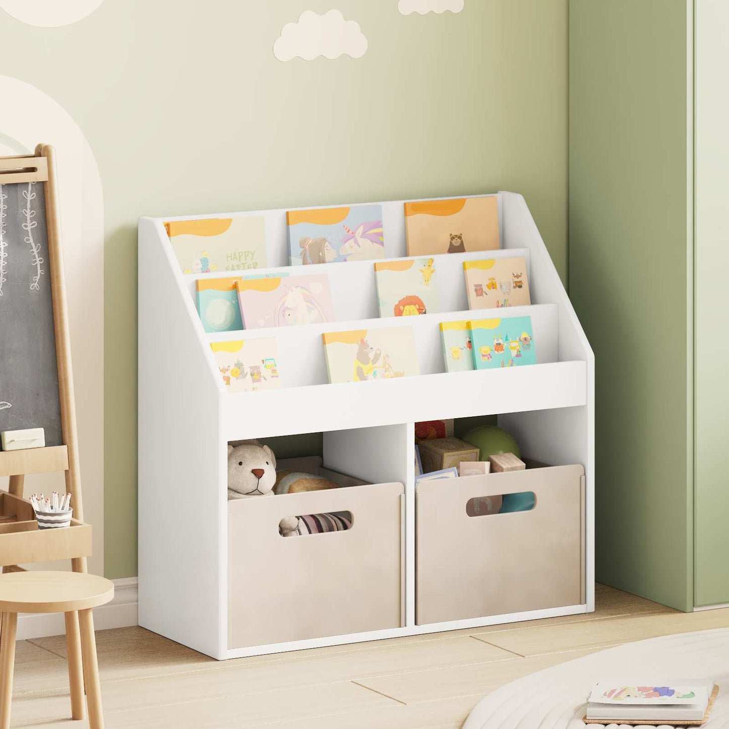 Barneskrivebokhylle Hvit 72,5 x 29,5 x 69 cm Konstruert tre