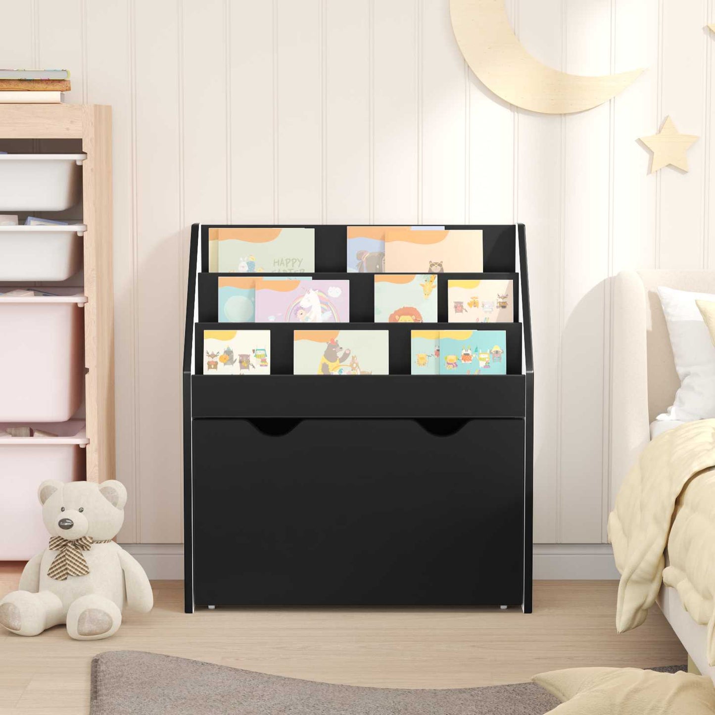Barneskrivebokhylle Svart 60 x 29,5 x 69 cm Konstruert tre