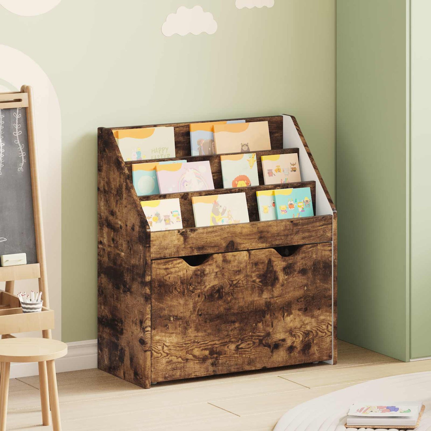 Barneskrivebokhylle Røkt eik 60 x 29,5 x 69 cm Konstruert tre