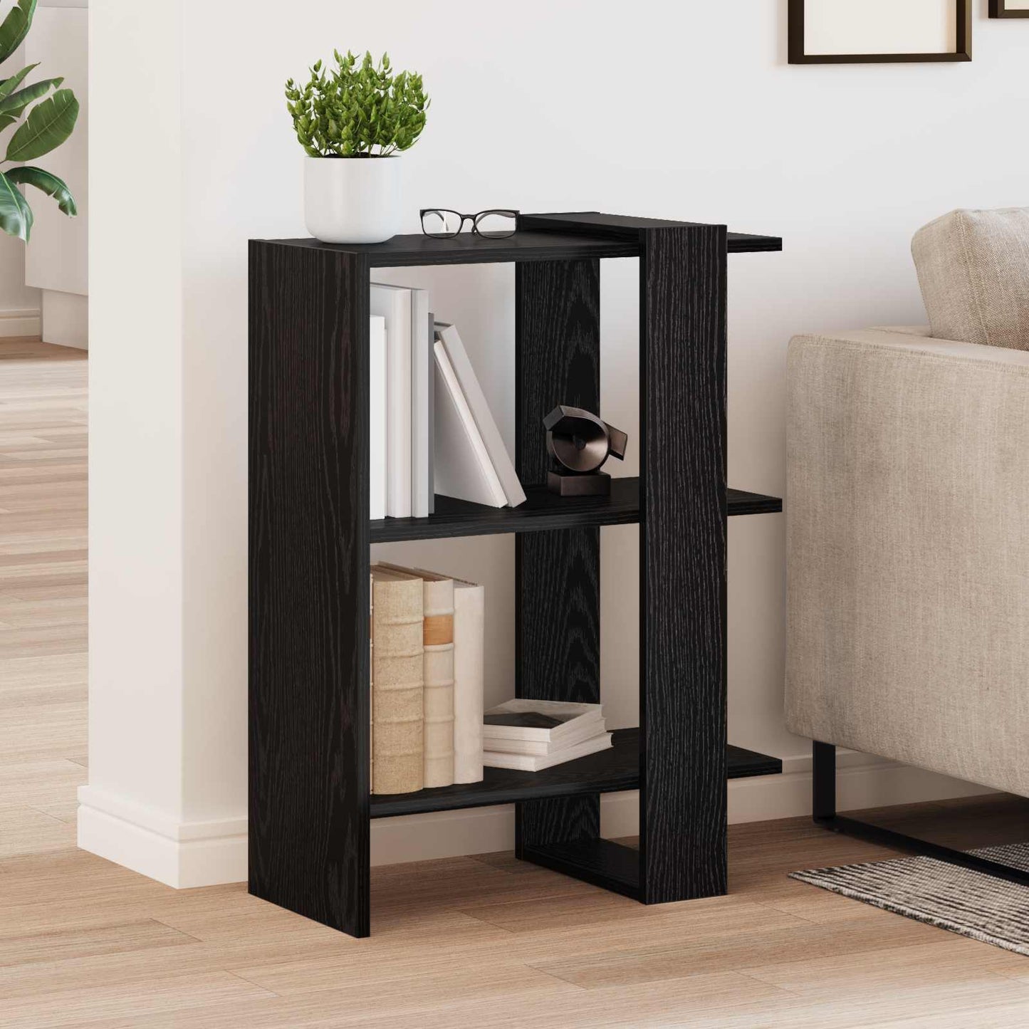 Bokhylle Svart Eik 52 x 25 x 71,5 cm Konstruert tre