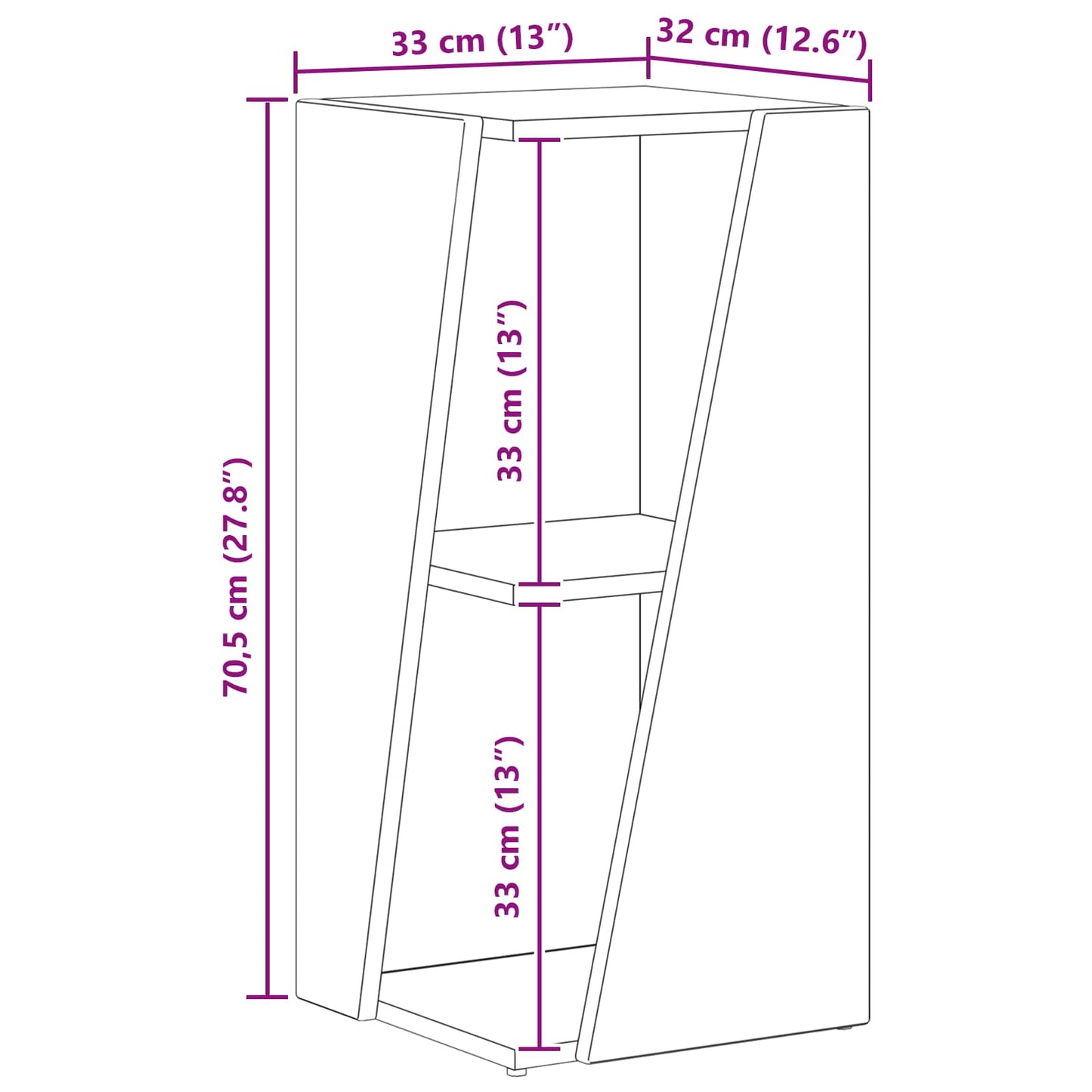 Sidehylle Gammelt tre 33 x 32 x 70,5 cm Konstruert tre