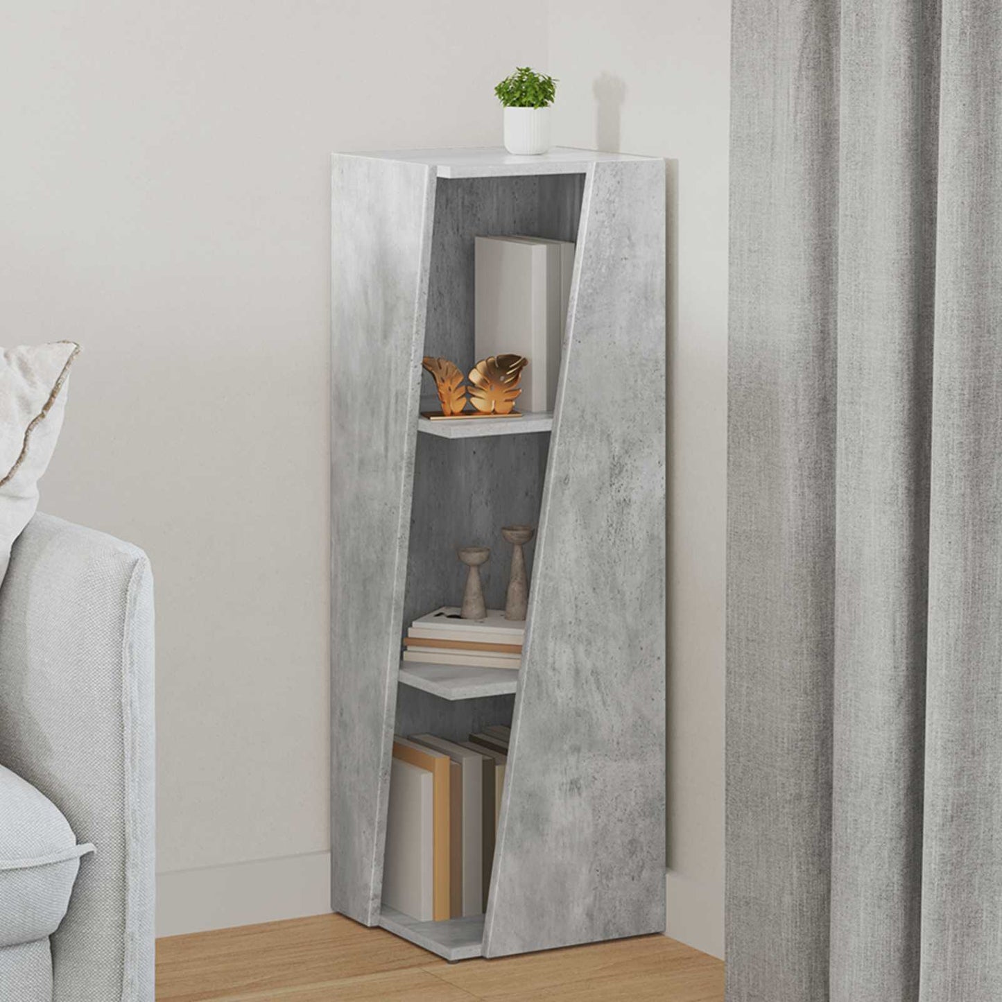 Sidehylle Betonggrå 33 x 32 x 100,5 cm Konstruert tre