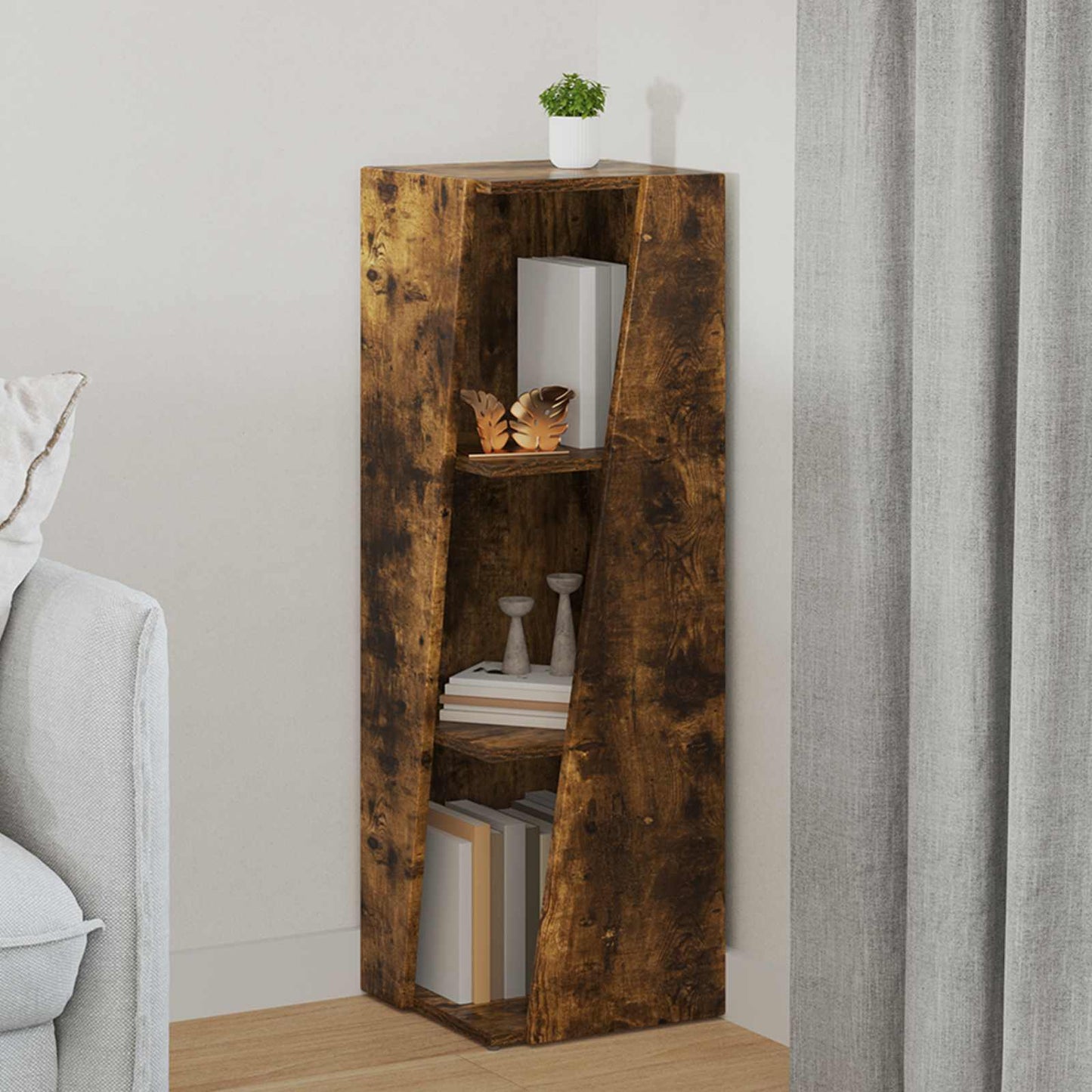 Sidehylle Røkt eik 33 x 32 x 100,5 cm Konstruert tre