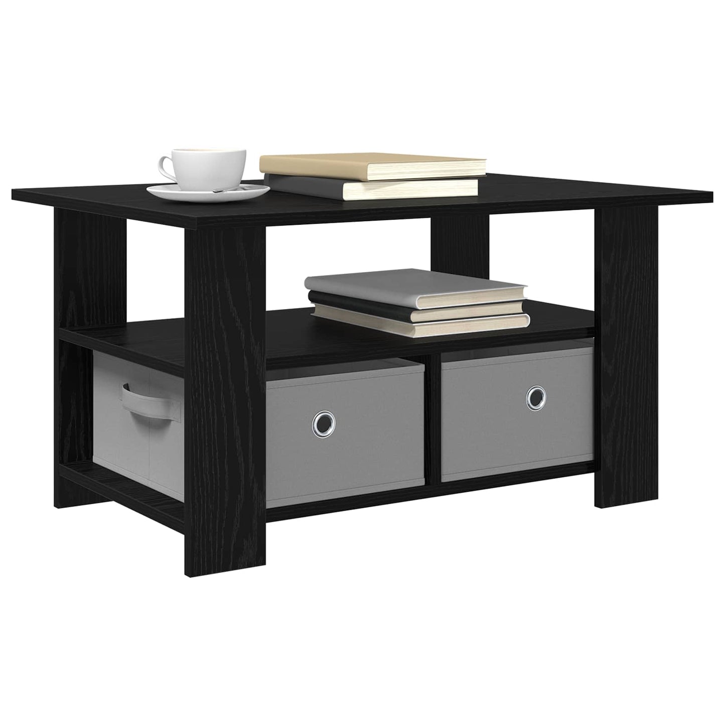 Kaffebord med skuff Svart Eik 77 x 55 x 42 cm Konstruert tre