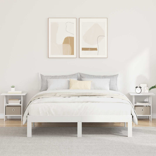 Nattbord med skuff 2 pcs Hvit 41 x 40 x 45 cm Konstruert tre