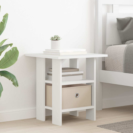 Nattbord med skuff 2 pcs Hvit 41 x 40 x 45 cm Konstruert tre