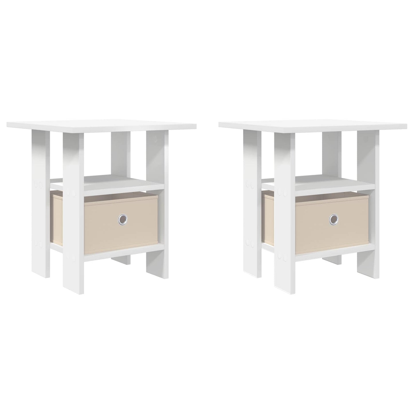 Nattbord med skuff 2 pcs Hvit 41 x 40 x 45 cm Konstruert tre