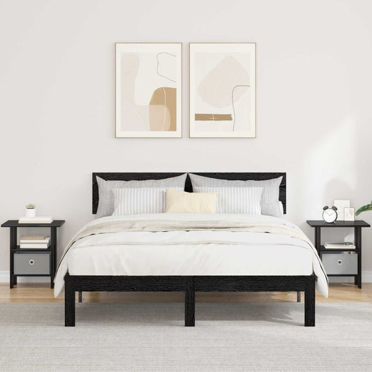 Nattbord 2 pcs Svart Eik 41 x 40 x 45 cm Konstruert tre