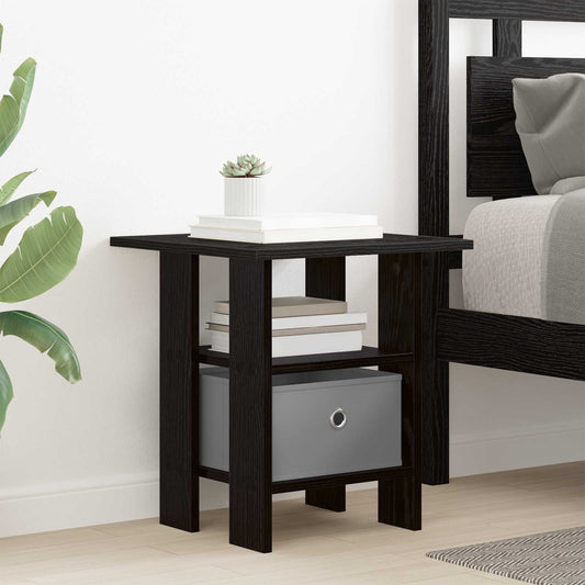 Nattbord 2 pcs Svart Eik 41 x 40 x 45 cm Konstruert tre