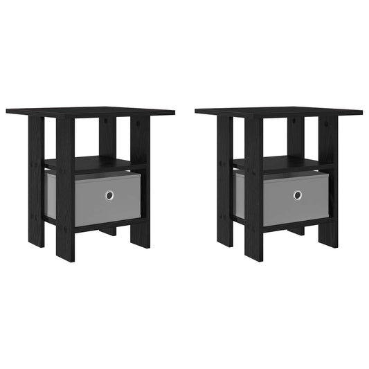 Nattbord 2 pcs Svart Eik 41 x 40 x 45 cm Konstruert tre