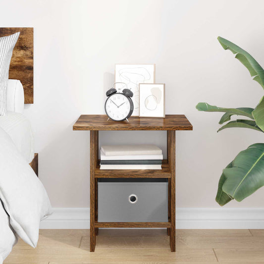 Nattbord med skuff Røkt eik 41 x 40 x 45 cm Konstruert tre