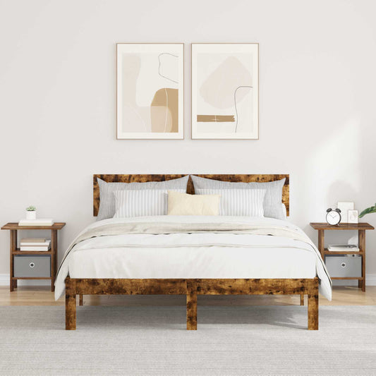 Nattbord 2 pcs Røkt eik 41 x 40 x 45 cm Konstruert tre