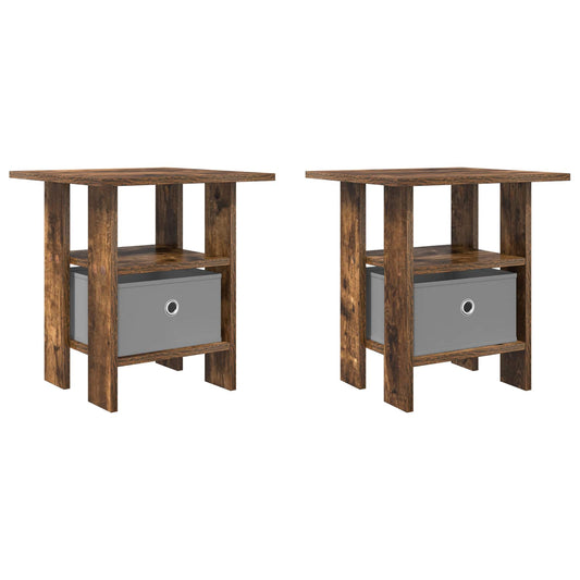 Nattbord 2 pcs Røkt eik 41 x 40 x 45 cm Konstruert tre