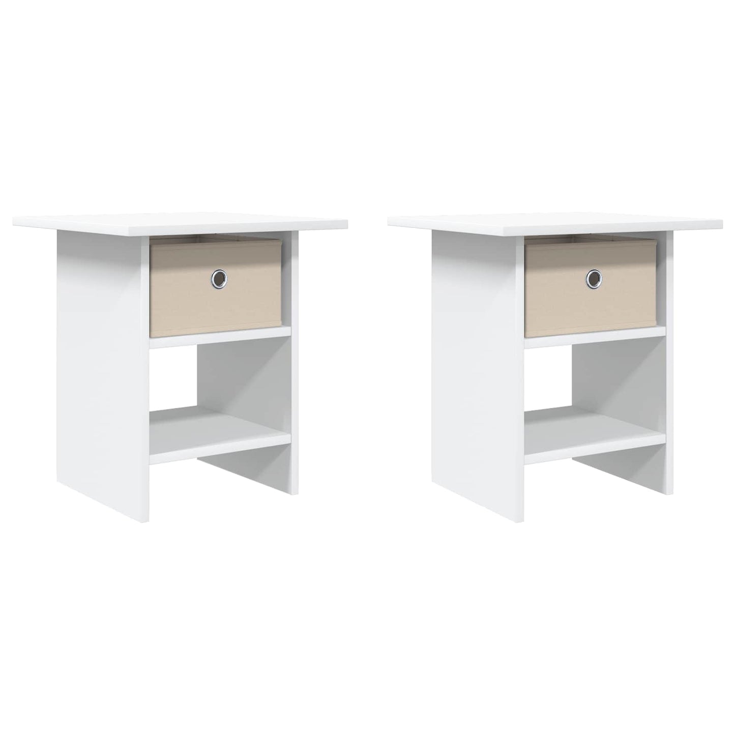Nattbord med skuff 2 pcs Hvit 41 x 40 x 45 cm Konstruert tre