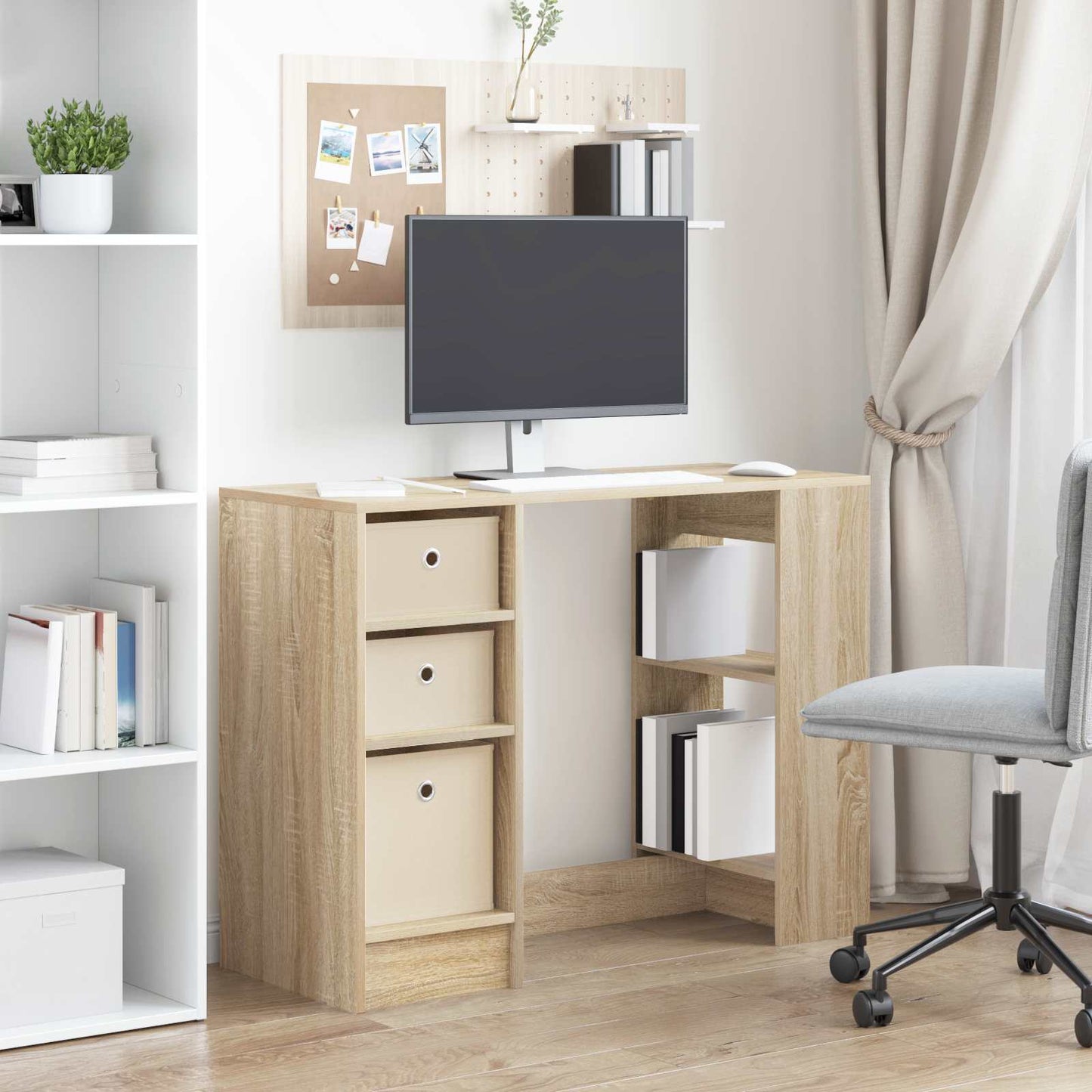 Skrivebord med skuff Sonoma eik 100 x 40 x 75 cm Konstruert tre