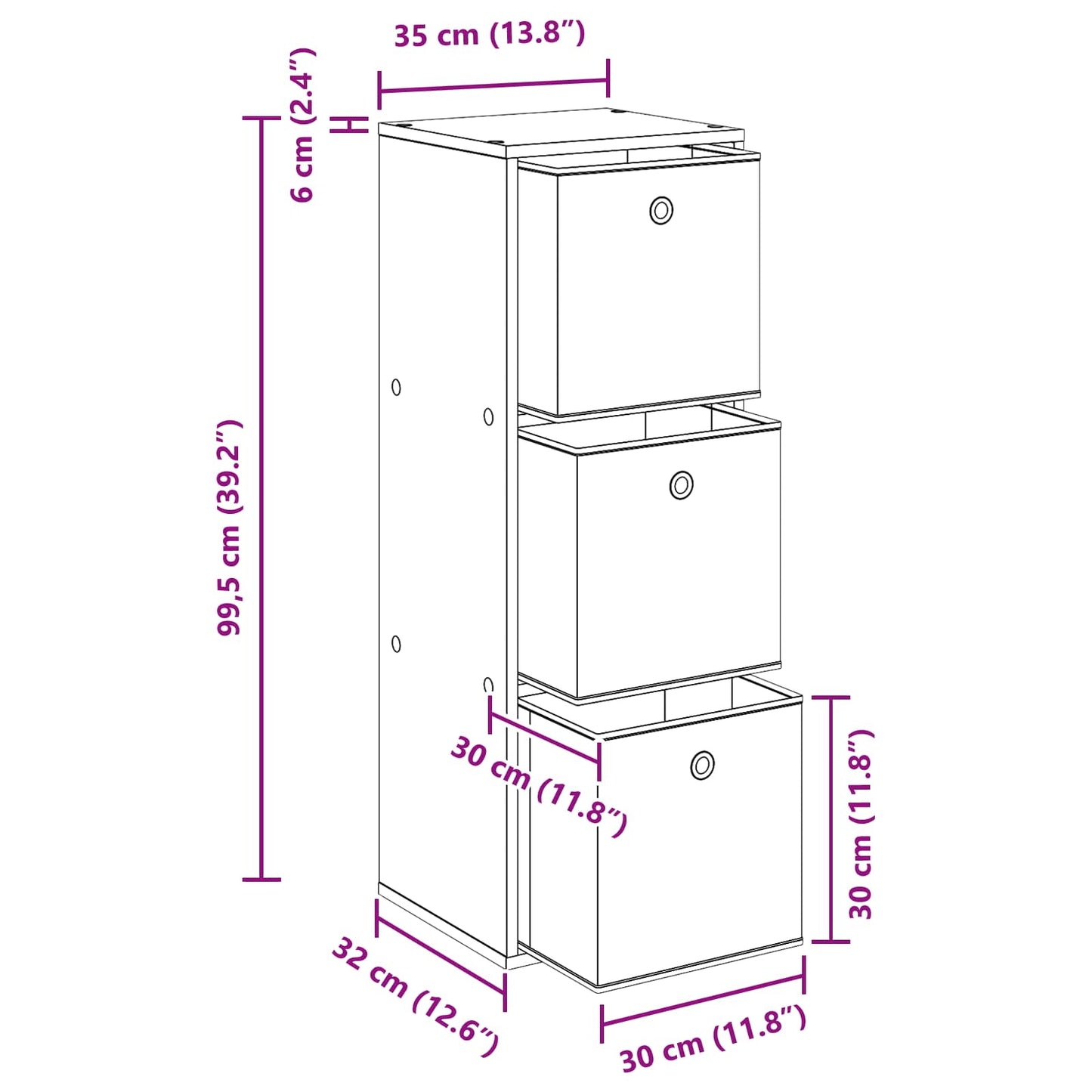 Serviesskap med skuff Svart Eik 35 x 32 x 99,5 cm